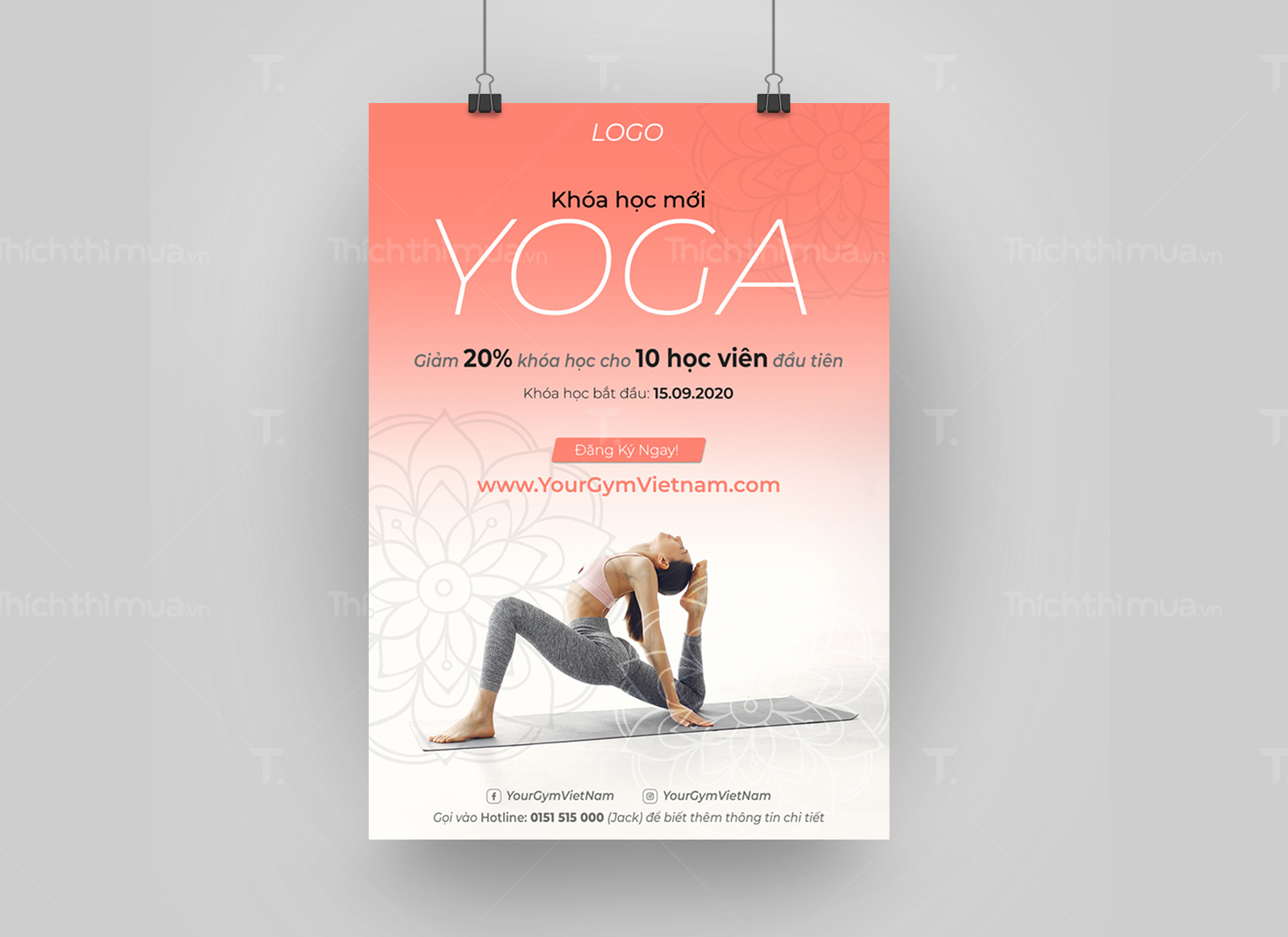 Poster Yoga màu cam nhẹ nhàng