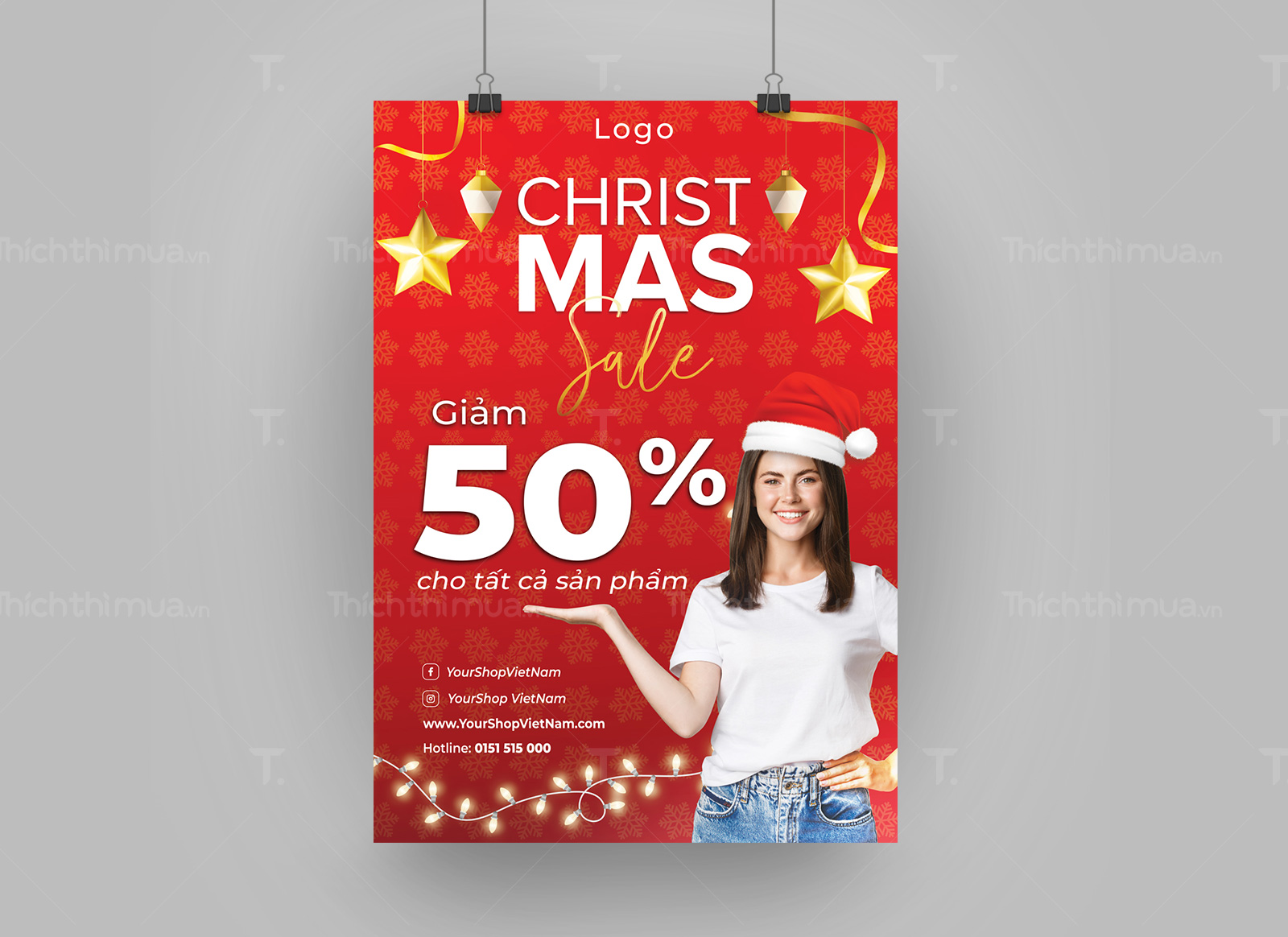 Poster sale Giáng Sinh màu đỏ